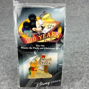 Disney Store 100 Years of Dreams Pin #96 Winnie the Pooh and Christmas Too